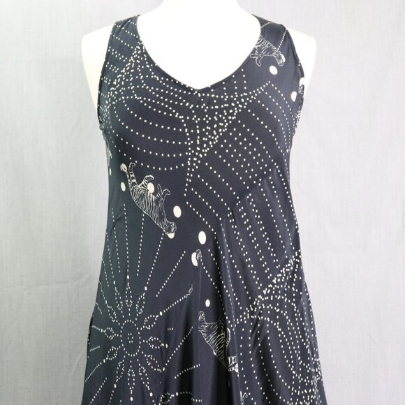 Johnny Was Rhea Maxi Dress XS Black Silk Tigers Sun Bursts Whimsigoth - Picture 4 of 16